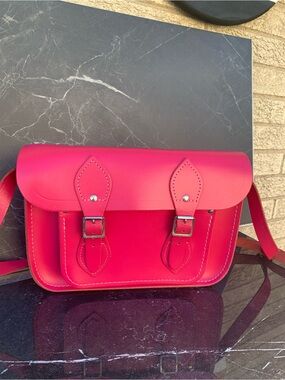 The Cambridge Satchel Co Neon Pink Shoulder Bag, made in the UK